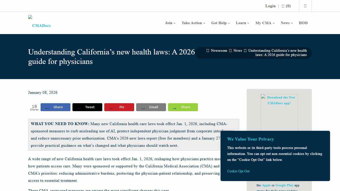 Understanding California’s new health laws: A 2026 guide for physicians