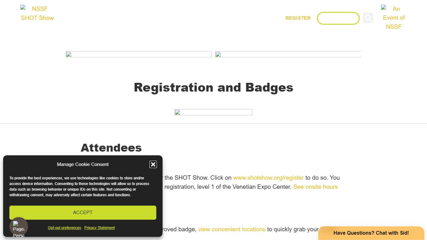 Registration and Badges NSSF SHOT Show 2026